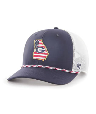 GEORGIA BULLDOGS NAVY FLAG FILL ROPE 47 TRUCKER