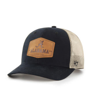 ALABAMA CRIMSON TIDE VINTAGE BLACK RAWHIDE 47 TRUCKER