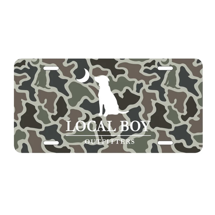 Local Boy -  Dog And Moon Camo  License Plate