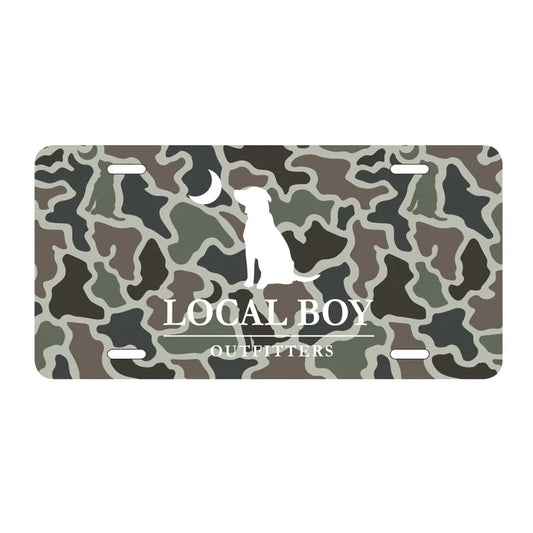 Local Boy -  Dog And Moon Camo  License Plate