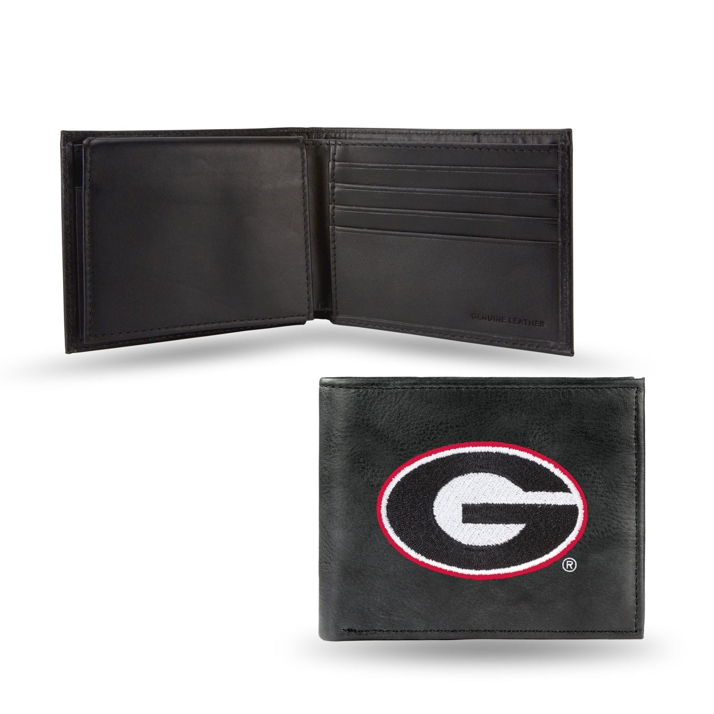 Georgia Bulldogs Embroidered Genuine Leather Billfold Wallet 3.25" x 4.25"