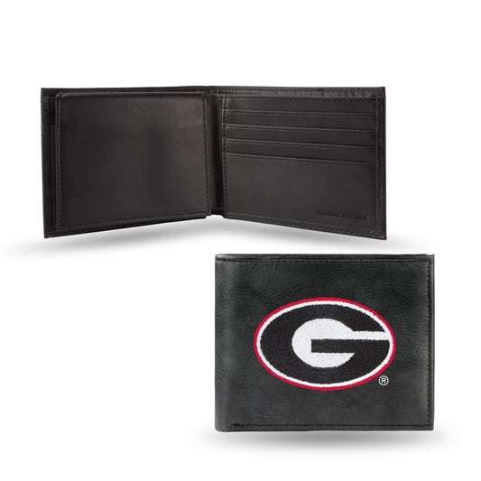 Georgia Bulldogs Embroidered Genuine Leather Billfold Wallet 3.25" x 4.25"