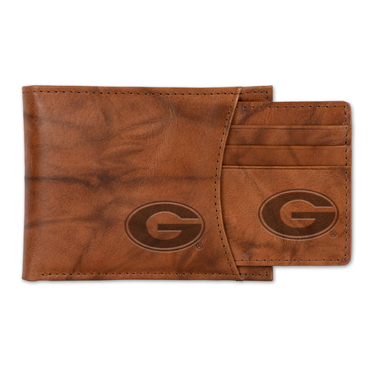 Georgia University Genuine Leather 2-In-1 Slider Wallet Set