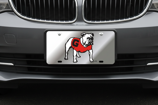 Georgia Bulldogs Laser Cut Standing Bulldog Silver License Plate