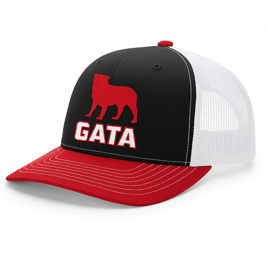 Georgia Bulldogs GATA Bulldog Embroidered Mesh Back Trucker Hat  Red Black White