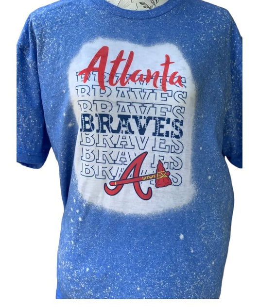 Atlanta Braves Women's  Sprinkled Bleached Royal Blue Tee