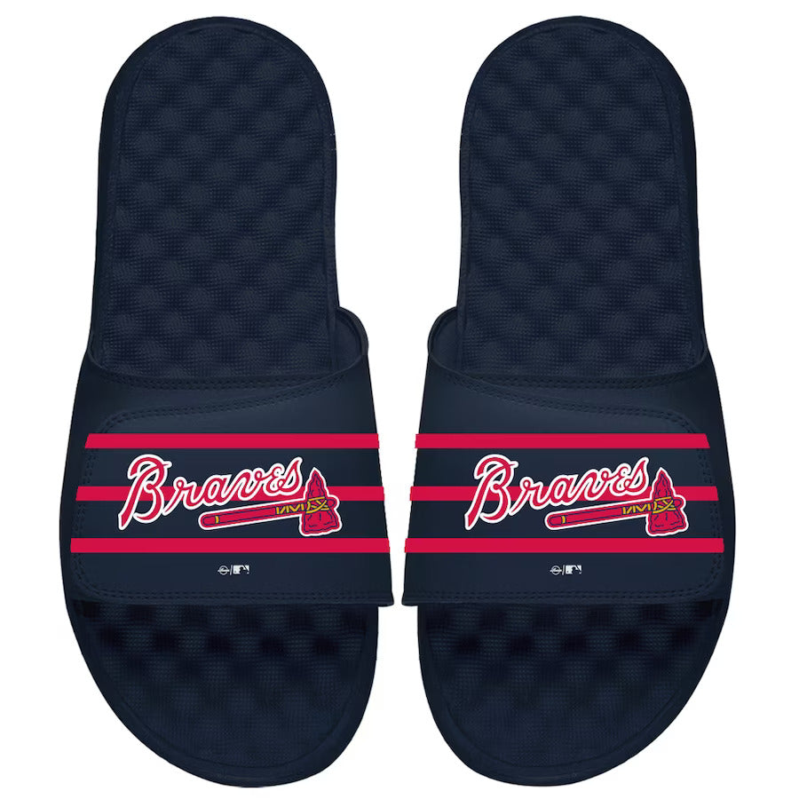 Atlanta Braves ISlide MLB Stripe Slide Sandals - Navy