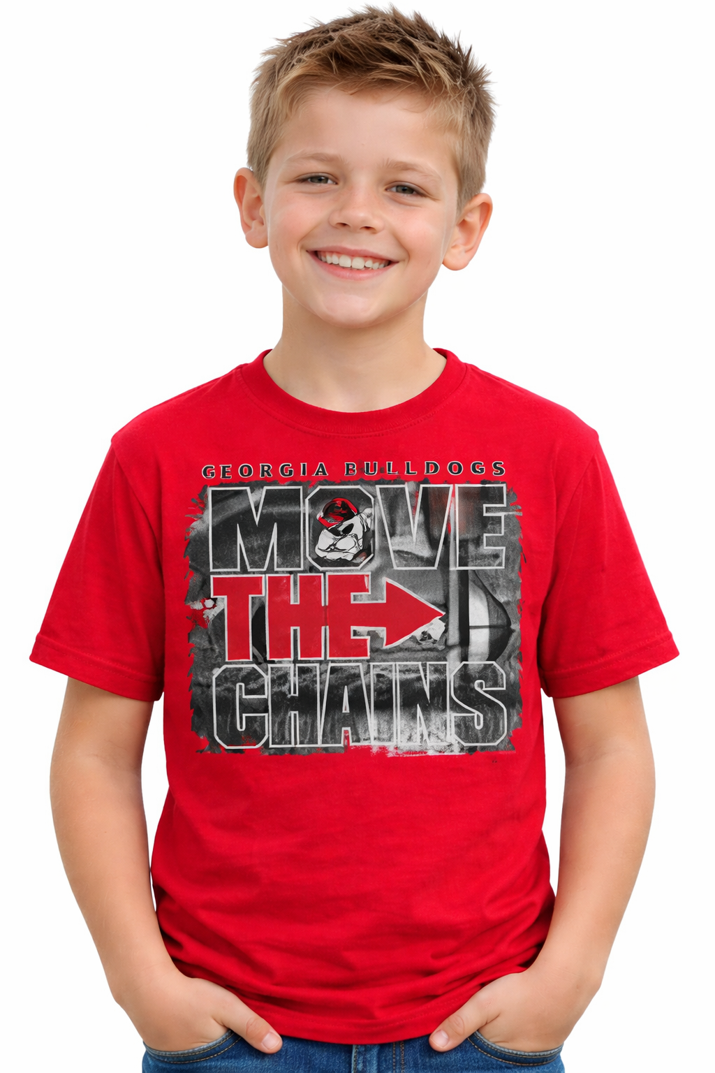 GEORGIA BULLDOGS -  MOVE  CHAINS YOUTH  T- SHIRT