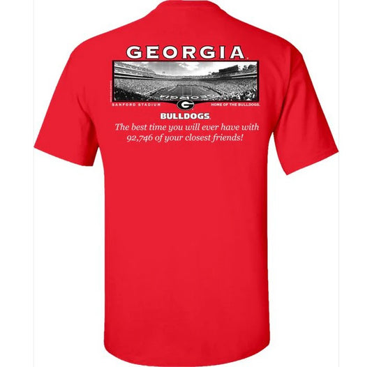 Georgia Football Friends Stadium  Short Sleeve Red T-Shirt
