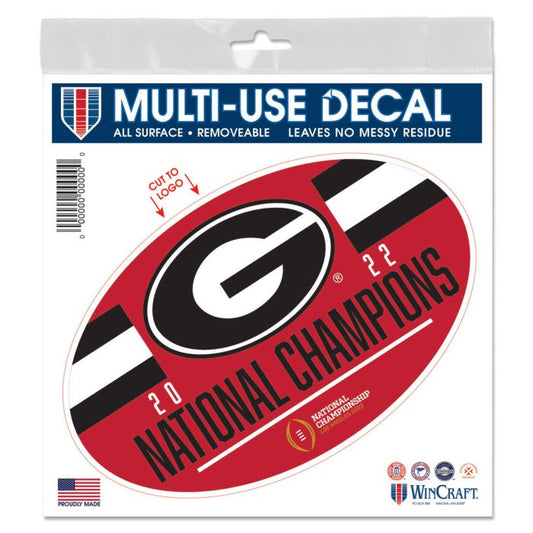 NATIONAL FOOTBALL CHAMPIONS GEORGIA BULLDOGS COLLEGE FOOTBALL PLAYOFF ALL SURFACE DECAL 6" X 6"