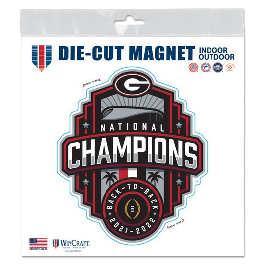NATIONAL FOOTBALL CHAMPIONS GEORGIA BULLDOGS COLLEGE FOOTBALL PLAYOFF OUTDOOR MAGNETS 6" X 6"