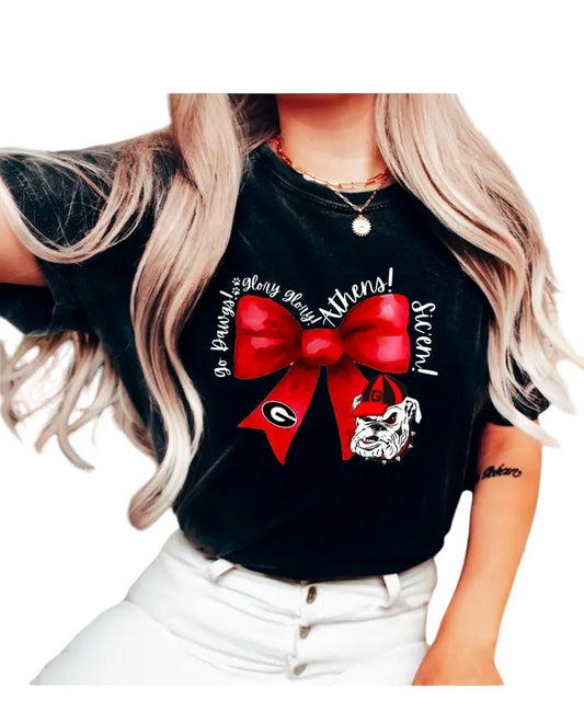 Georgia Bulldogs Coquette Bow Women's Graphic Tee Football