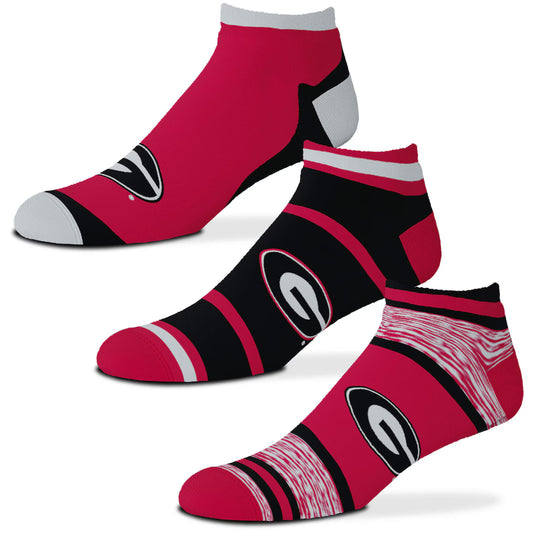 Georgia Bulldogs For Bare Feet Cash Three-Pack Ankle Socks