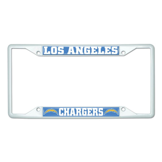 Los Angeles Chargers White Metal License Plate Frame - 6.25"x12.25"