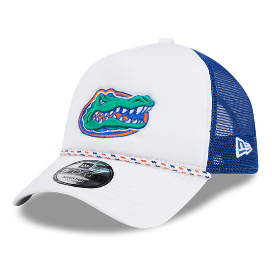 Florida Gators New Era Court Sport Foam A-Frame 9FORTY Adjustable Trucker Hat - White/Royal