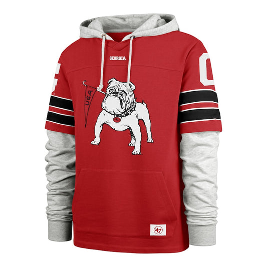 Georgia Bulldogs '47 Blitz Cornerback Lacer Pullover Hoodie - Red - J&W Sports Apparel