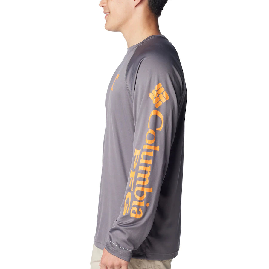 Tennessee Volunteers Columbia Terminal Tackle Omni-Shade Raglan Long Sleeve T-Shirt - Charcoal