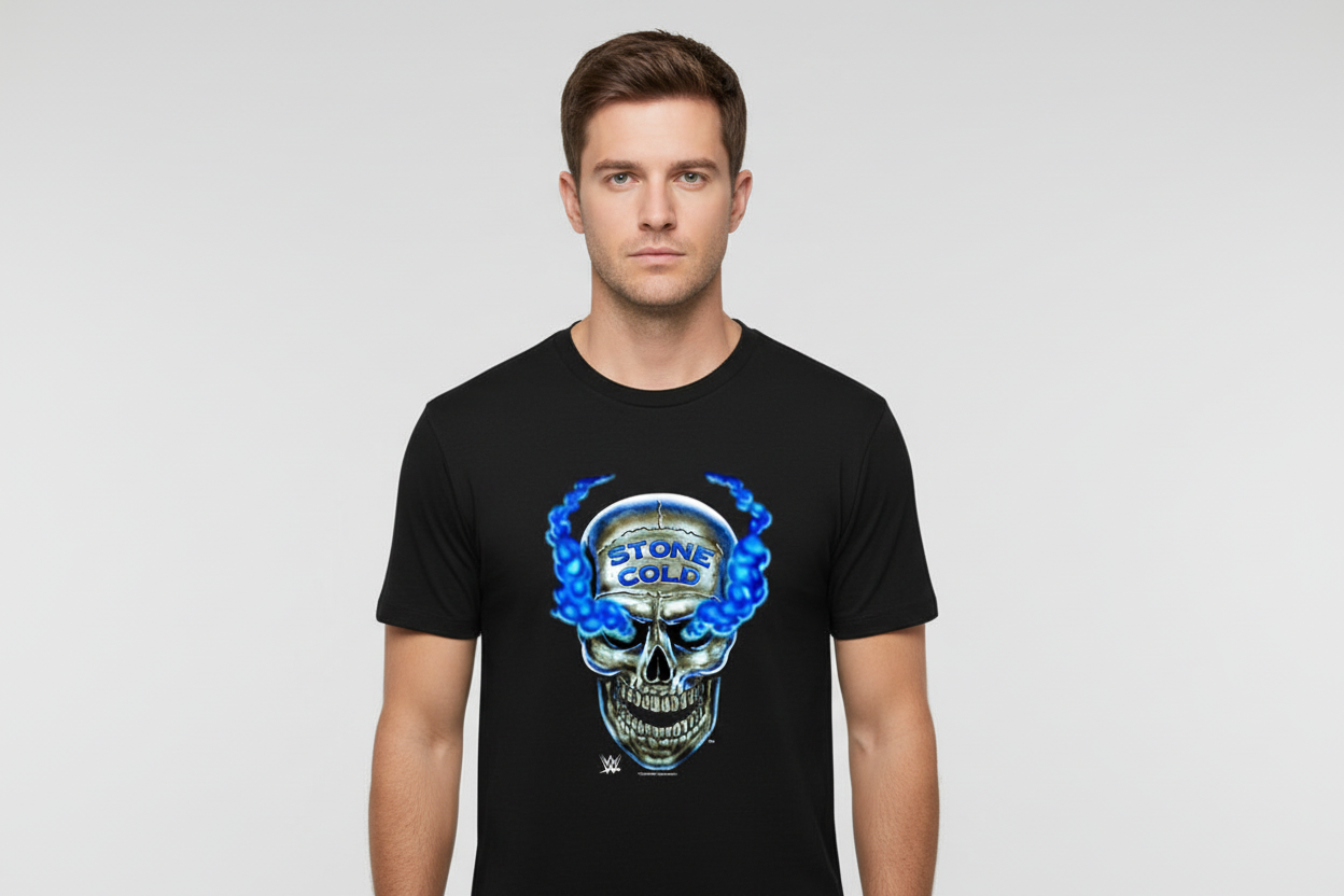 "Stone Cold" Steve Austin Mad Engine Skull Graphic T-Shirt - Black