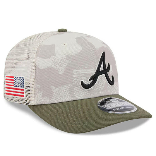 Atlanta Braves New Era 2025 Armed Forces Day 9SEVENTY Stretch-Snap Hat - Light Beige/Olive - J&W Sports Apparel