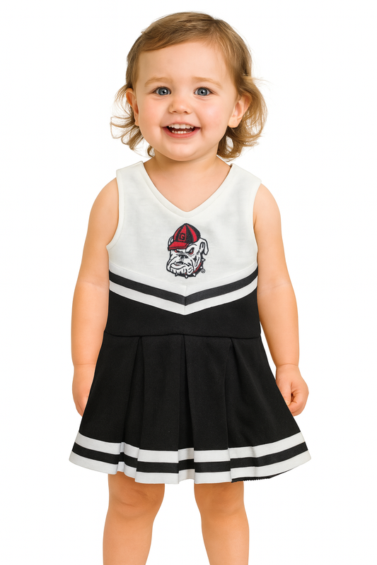 Georgia Bulldogs Cheer Dress Bodysuit: Black Bulldog Head