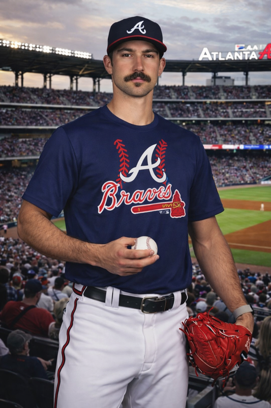 Spencer Strider Atlanta Braves Fastball Player Name & Number T-Shirt - Navy