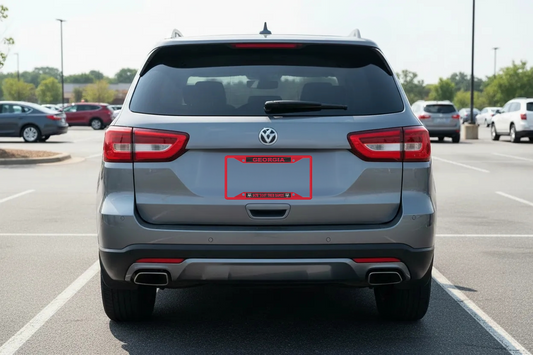 Georgia Bulldogs License Plate HOW BOUT THEM DAWGS  Red Frame S S
