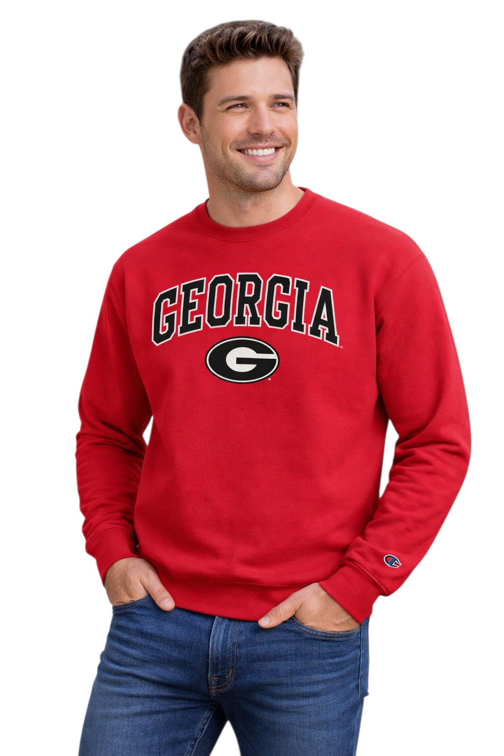 Georgia Bulldogs - Red  Powerblend Fleece Crew Long Sleeve SweatShirt
