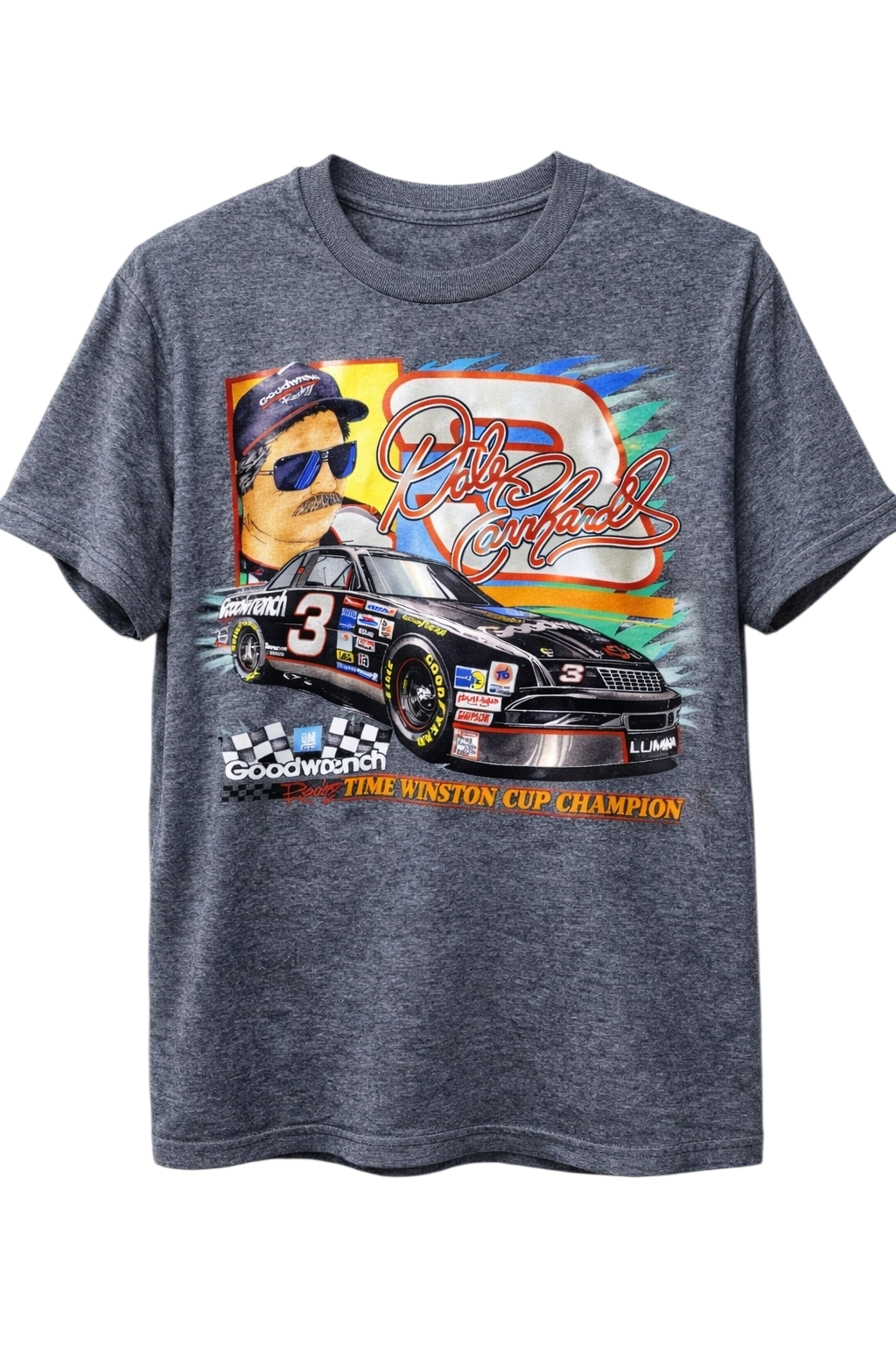 Dale Earnhardt Nascar Racing Vintage 90s  Graphic Tee Dark Heather Gray