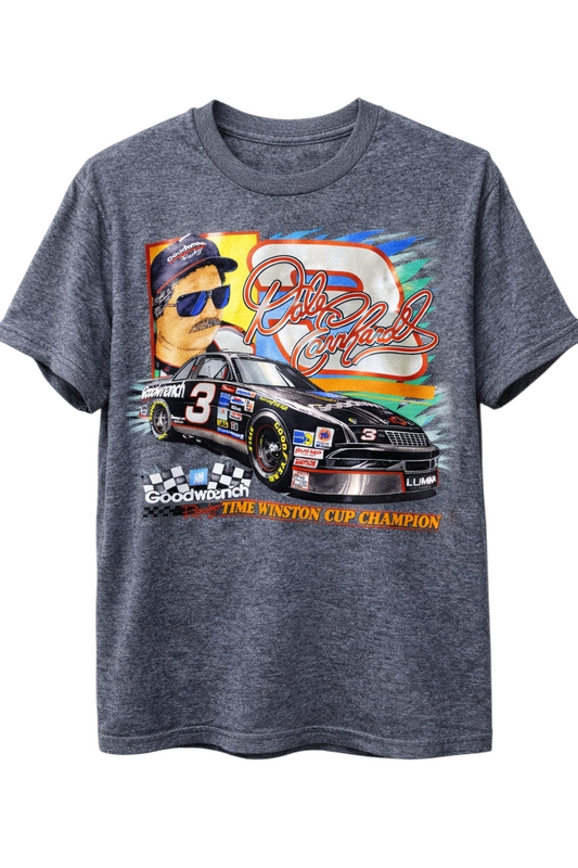 Dale Earnhardt Nascar Racing Vintage 90s  Graphic Tee Dark Heather Gray