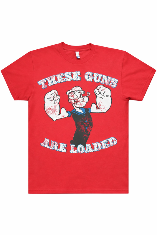 Popeye - These Guns Are Loaded  Red  T-Shirt