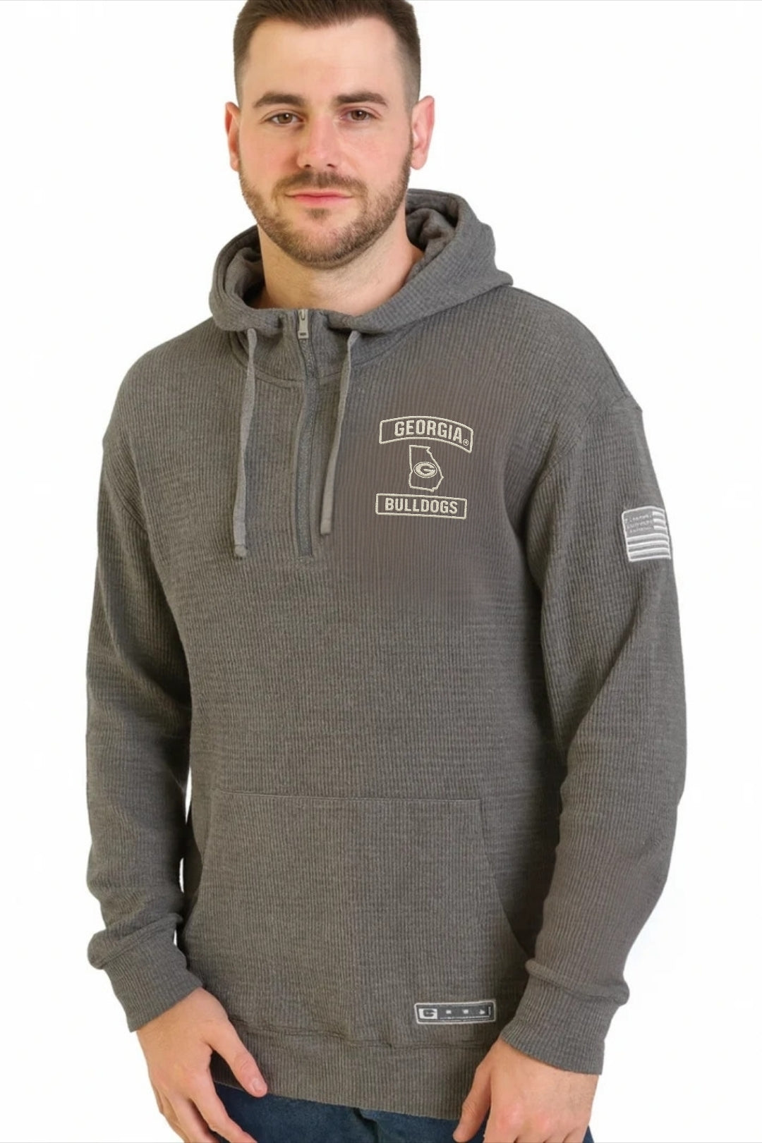 Georgia Bulldogs Charcoal Military Appreciation Henley Pullover Hoodie