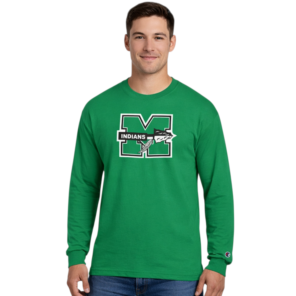 MURRAY COUNTY INDIANS  Champion Kelly Green Long Sleeve T-Shirt