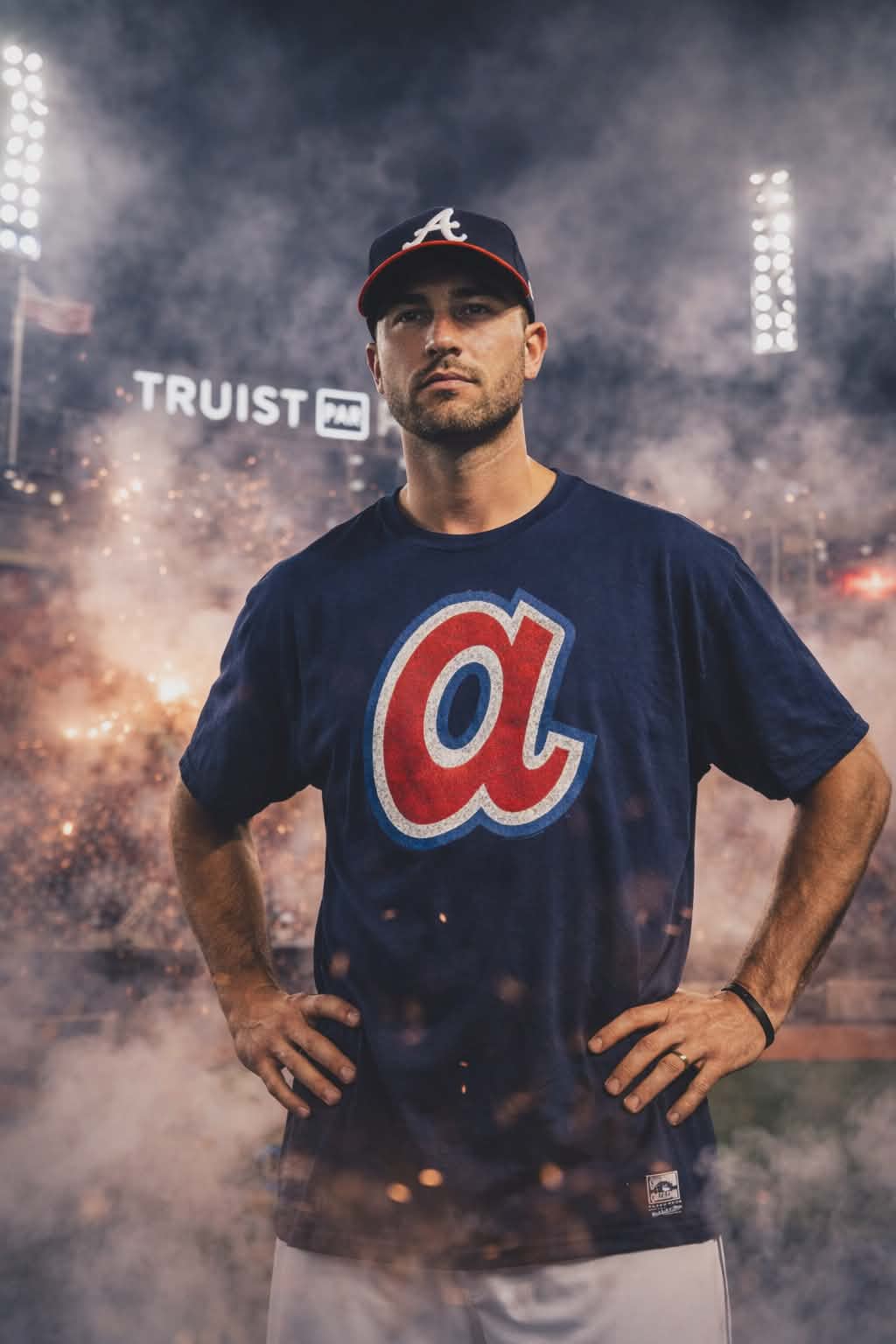 ATLANTA BRAVES NAVY BLUE UNDER THE LIGHTS SHORT SLEEVE FASHION T SHIRT