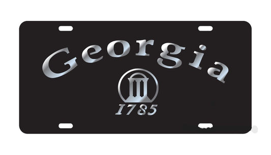 GEORGIA BULLDOGS Black Mirrored "1785" License Plate Car Tag