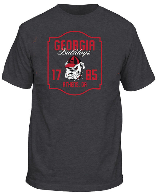Georgia Bulldogs 1785 Script Adult Heather Grey T-Shirt