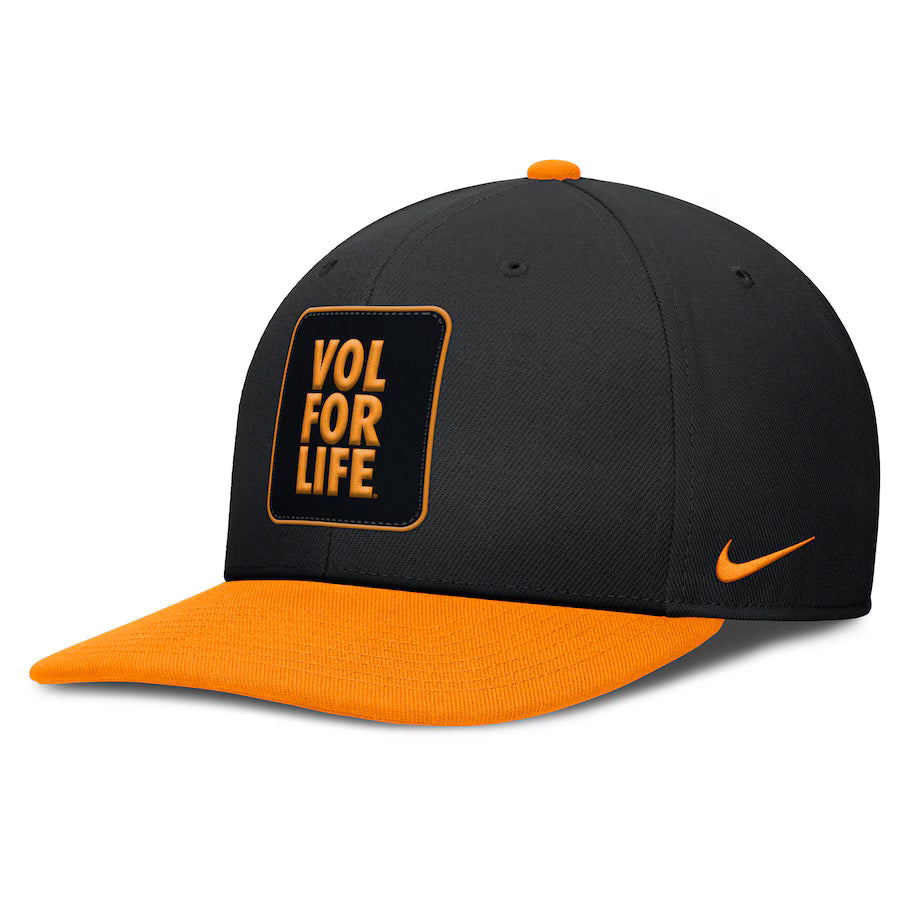 Tennessee Volunteers Nike 2025 Sideline Campus Pro Local Snapback Hat - Black/Tennessee Orange