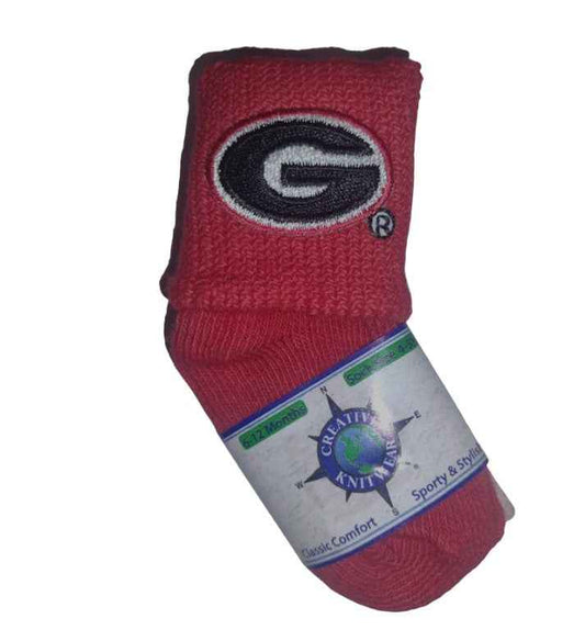 CREATIVE KNITWEAR COLLEGIATE GEORGIA INFANT  ANKLET SOCK RED