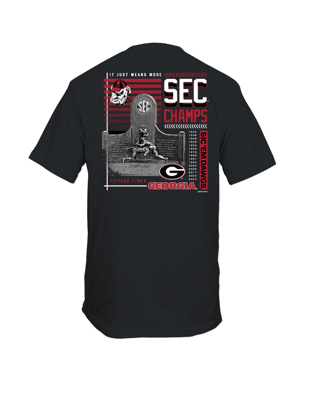 Georgia Bulldogs 2024 SEC Football Conference Champions Score T-Shirt - Black