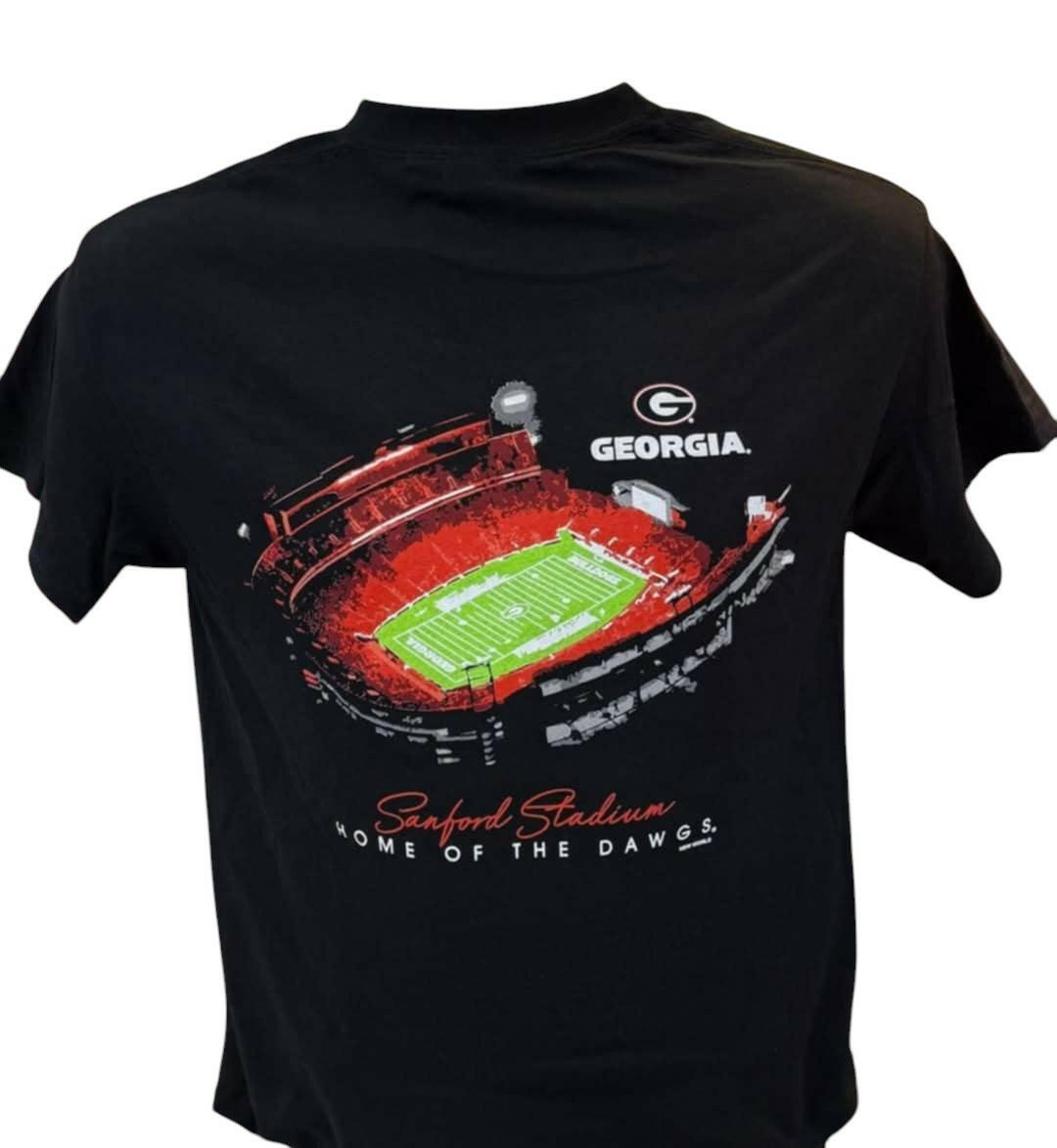 GEORGIA BULLDOGS T-SHIRTS - GEORGIA GLOWING STADIUM BLACK SHIRT - J&W Sports Apparel