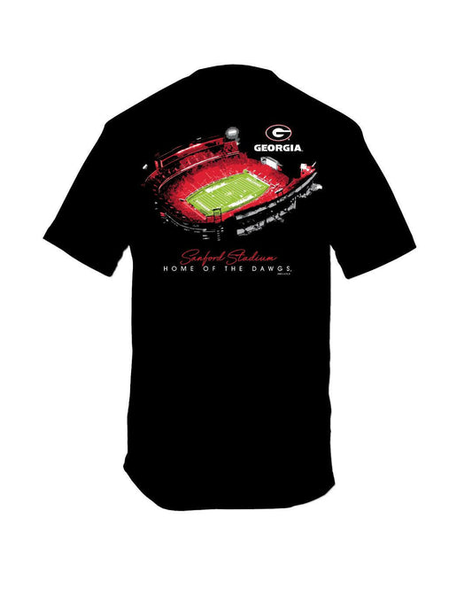 GEORGIA BULLDOGS T-SHIRTS - GEORGIA GLOWING STADIUM BLACK SHIRT - J&W Sports Apparel