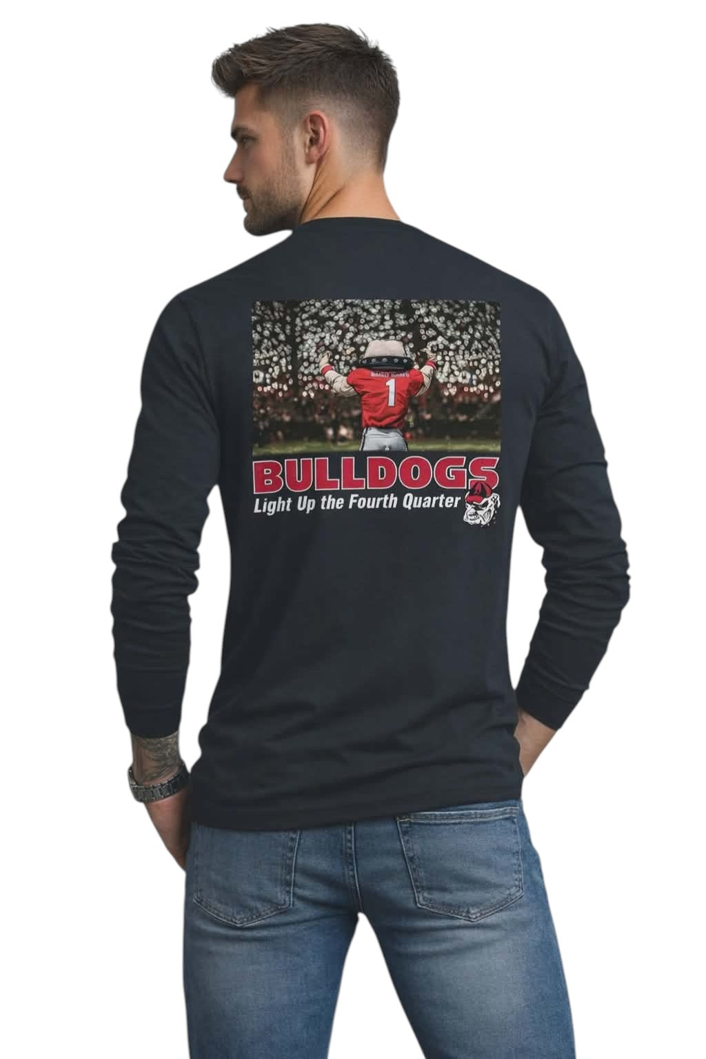 GEORGIA BULLDOGS   UGA LIGHTS  - 4TH BELONGS TO US  LONG SLEEVE T-SHIRTS