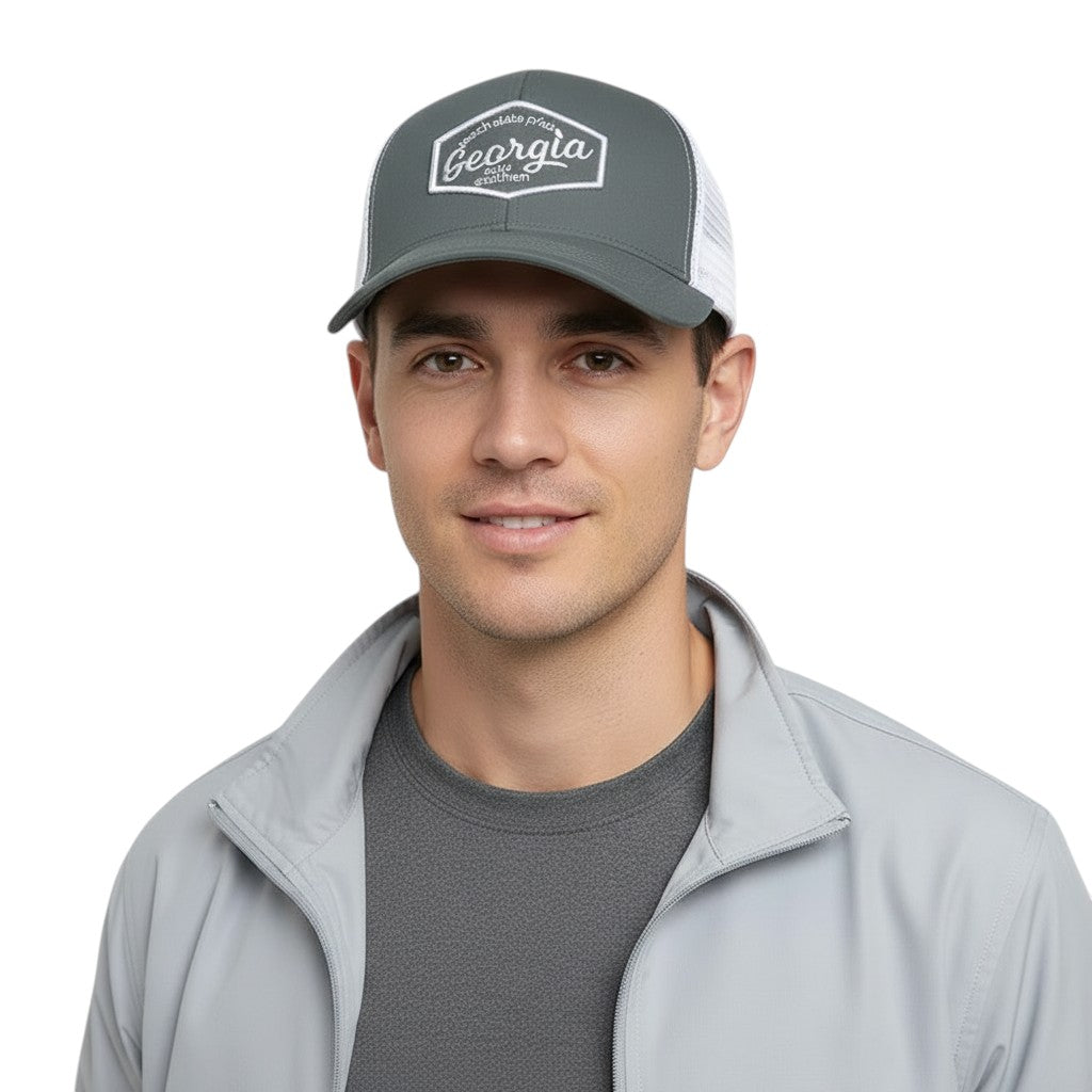 Peach State Pride - Georgia Script Patch Mesh Back Trucker Hat