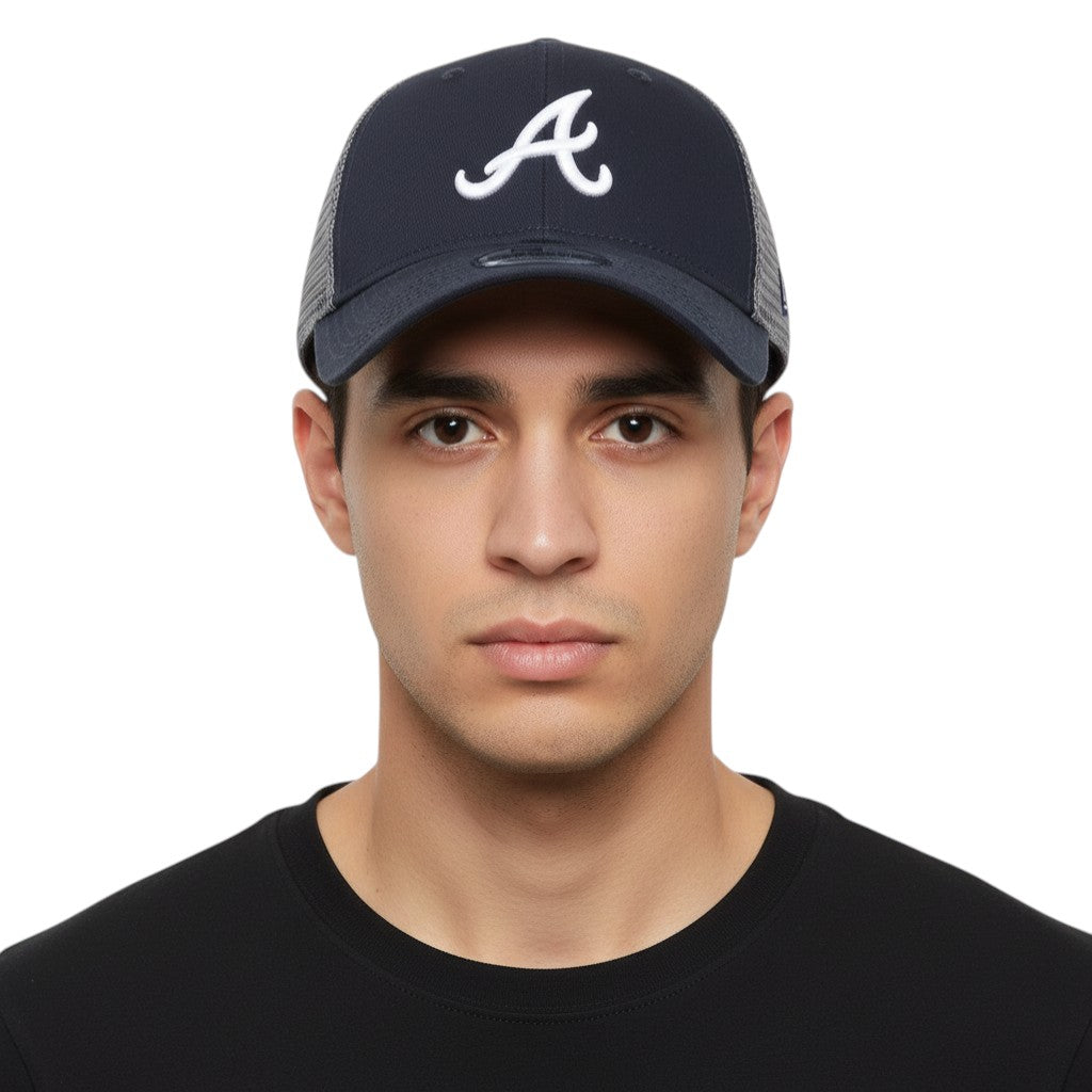 Atlanta Braves New Era Team Slick Trucker 9TWENTY Adjustable Hat - Navy