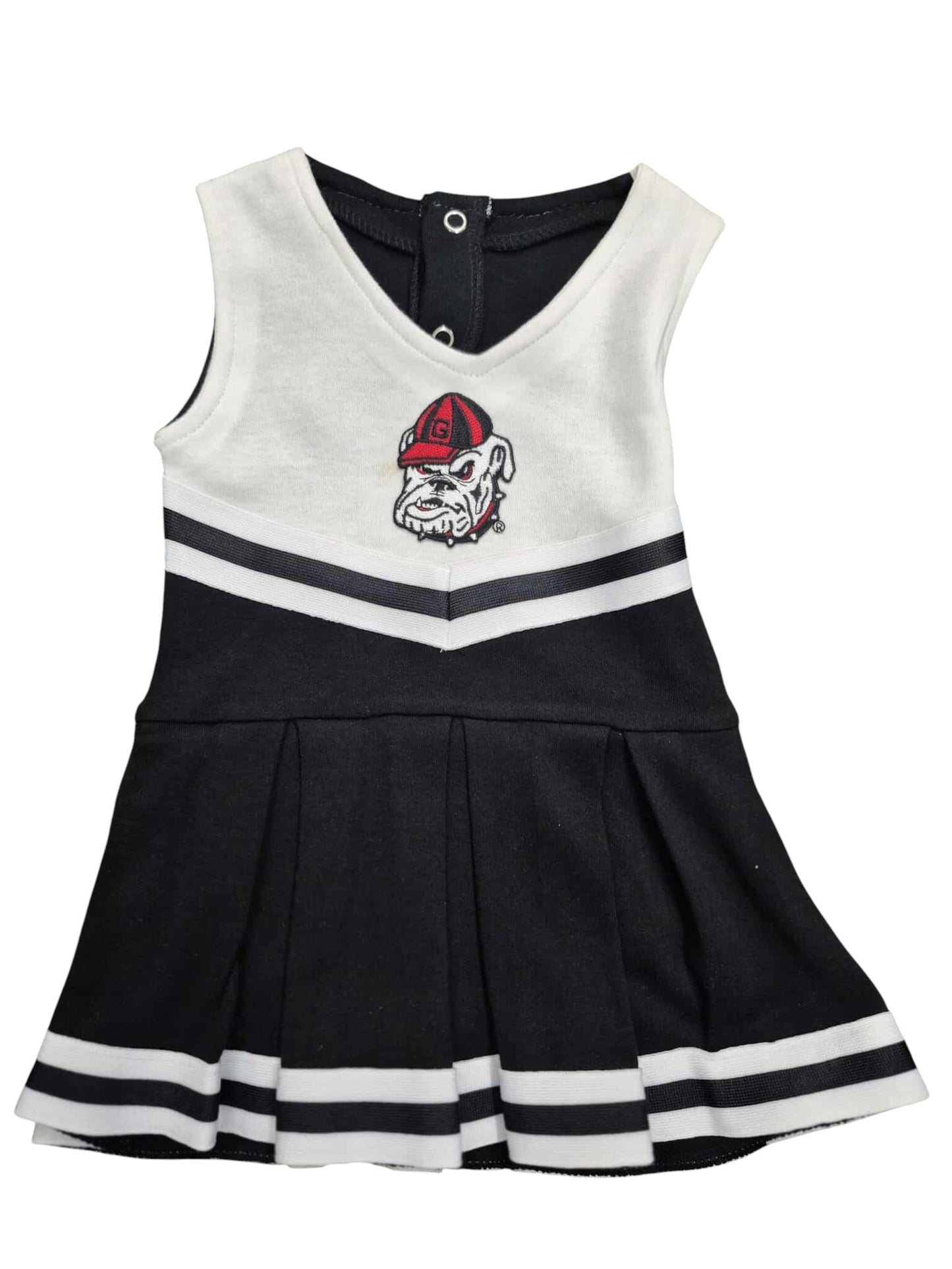 Georgia Bulldogs Cheer Dress Bodysuit: Black Bulldog Head