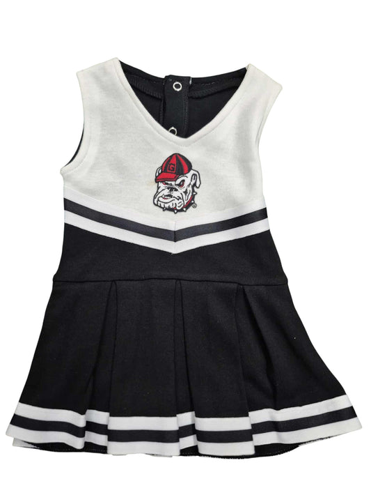 Georgia Bulldogs Cheer Dress Bodysuit: Black Bulldog Head