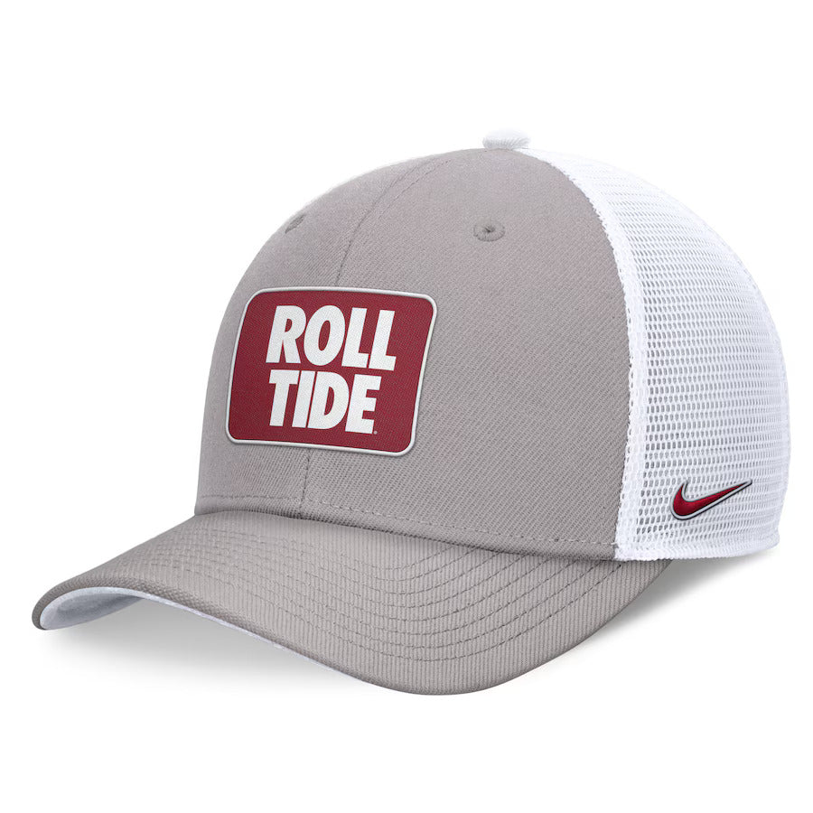 Alabama Crimson Tide Nike Local Rise Trucker Adjustable Hat - Gray/White Size M/L