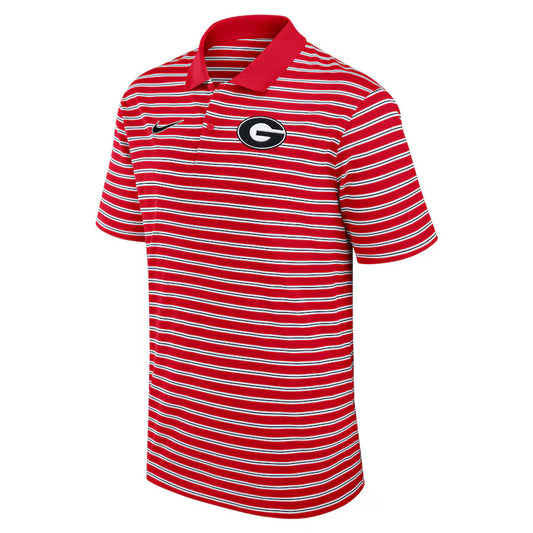 Georgia Bulldogs Nike Primetime Victory Striped Performance Polo - Red/White - J&W Sports Apparel