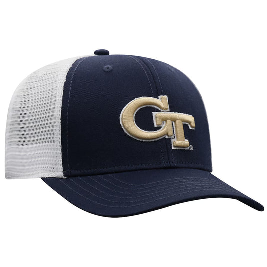 Georgia Tech Yellow Jackets Top of the World Trucker Snapback Hat - Navy/White