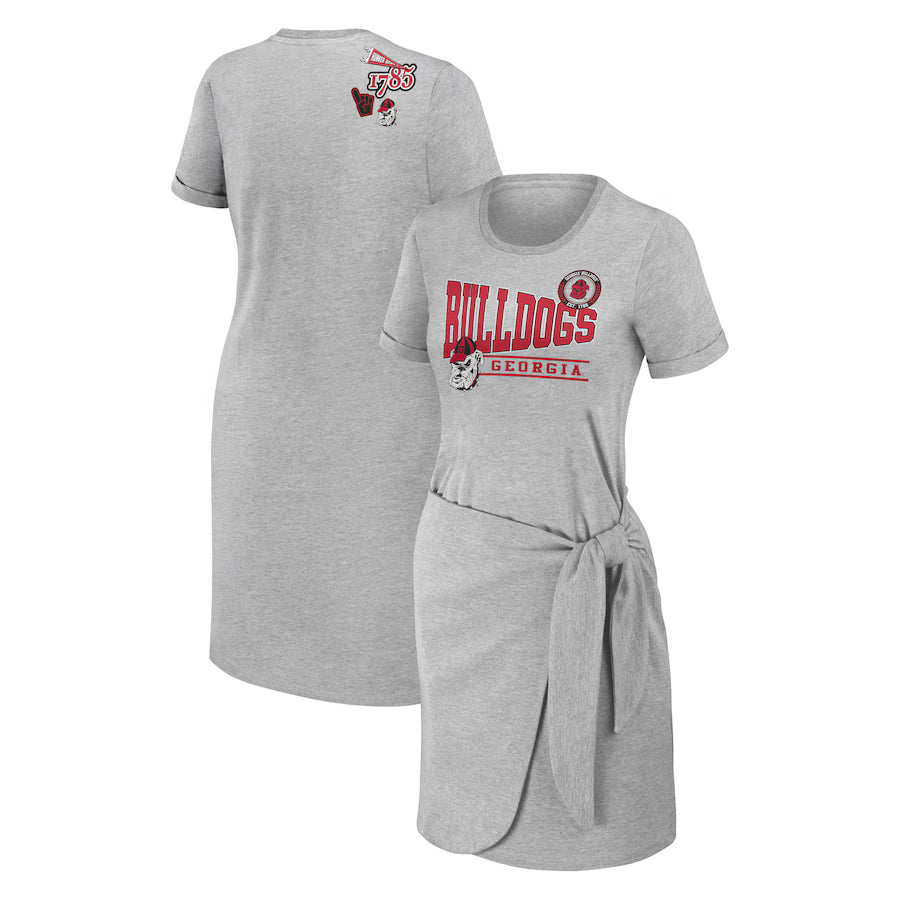 Georgia Bulldogs WEAR by Erin Andrews Women's Knotted T-Shirt Dress - Heather Gray