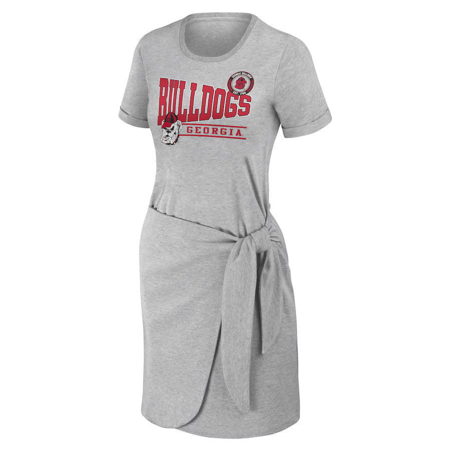 Georgia Bulldogs WEAR by Erin Andrews Women's Knotted T-Shirt Dress - Heather Gray
